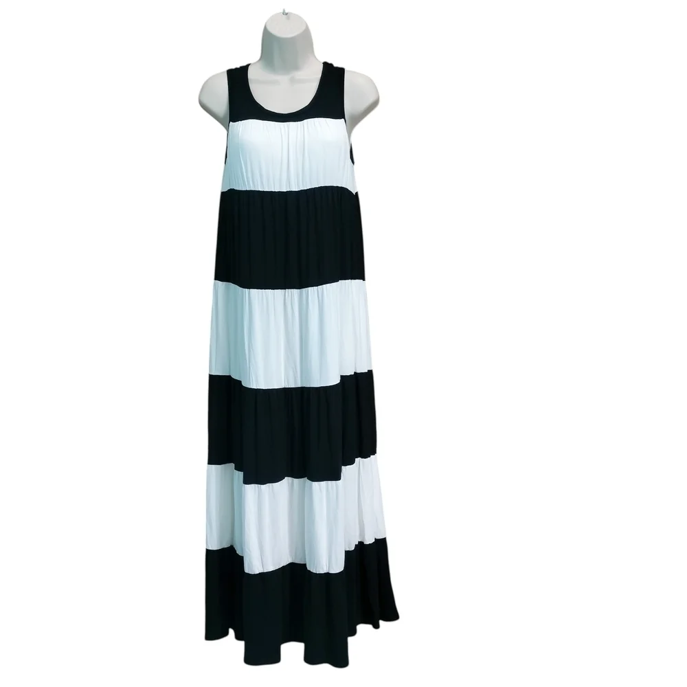 Soma Black and White Colorblock Maxi Dress Medium